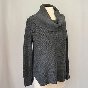 MICHAEL Michael Kors Oversized Waffleknit Cowl Sweater Charcoal Gray Small